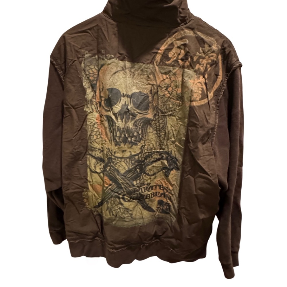 3/$30  Disney Pirates Hoodie Brown XL - Picture 3 of 4